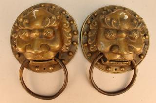 Appraisal: Pair of th C Bronze Lion Door Knockers Pair of