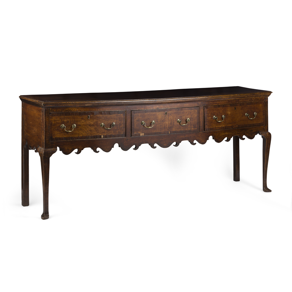 Appraisal: GEORGE III OAK AND MAHOGANY DRESSER BASE TH CENTURY the