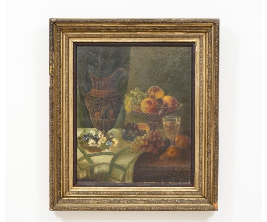 Appraisal: Victorian still life of fruit on a table unsigned mounted