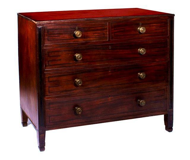 Appraisal: A REGENCY MAHOGANY STRAIGHT FRONT CHEST of two short and