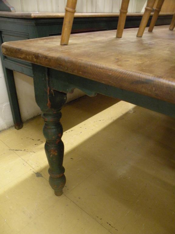 Appraisal: A large green painted Victorian style pine refectory table