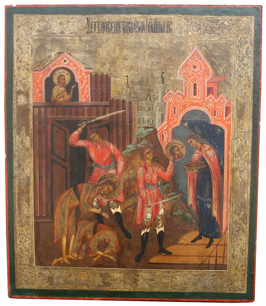 Appraisal: Double-Sided Exhibited Russian Icon St John th C Double-Sided Exhibited