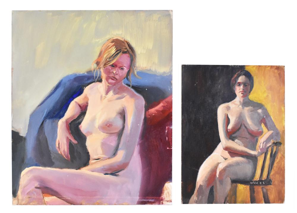 Appraisal: Two Paintings of Female Nudes The smaller signed dated WEK