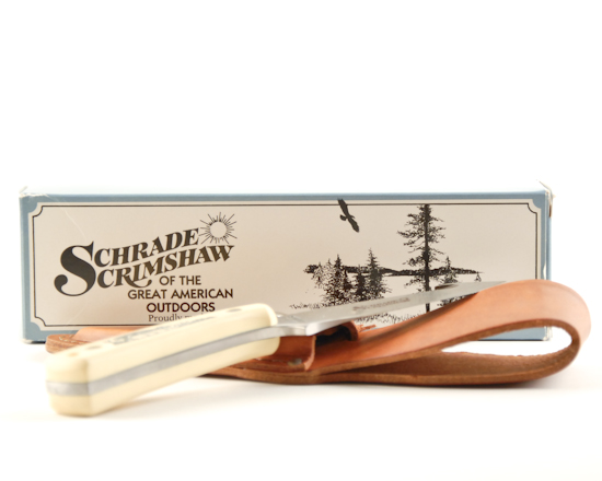 Appraisal: Schrade Deer Scrimshaw Knife Limited Edition Provenance Brand new knife