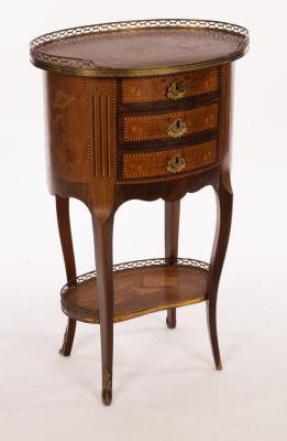 Appraisal: A French late th Century walnut and marquetry oval chest