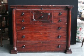 Appraisal: A Scottish mahogany chest of drawers the rectangular breakfront top