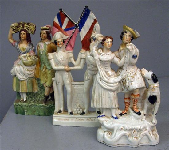 Appraisal: Three th century staffordshire flatbacks Napoleon III and Prince Albert