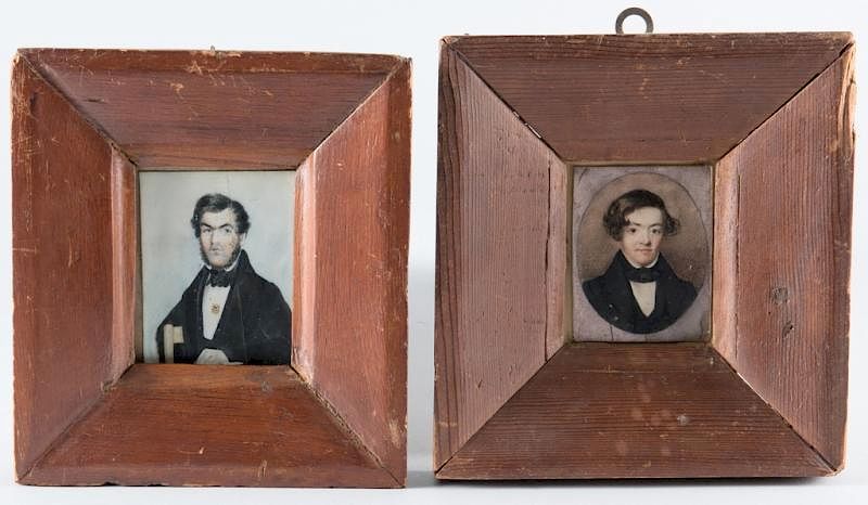 Appraisal: Miniature Portraits of Gentlemen Two miniature watercolor portraits of gentlemen