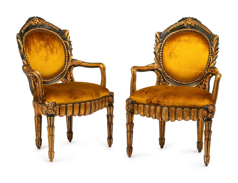 Appraisal: A Pair of Italian Grotto Style Painted and Parcel Gilt