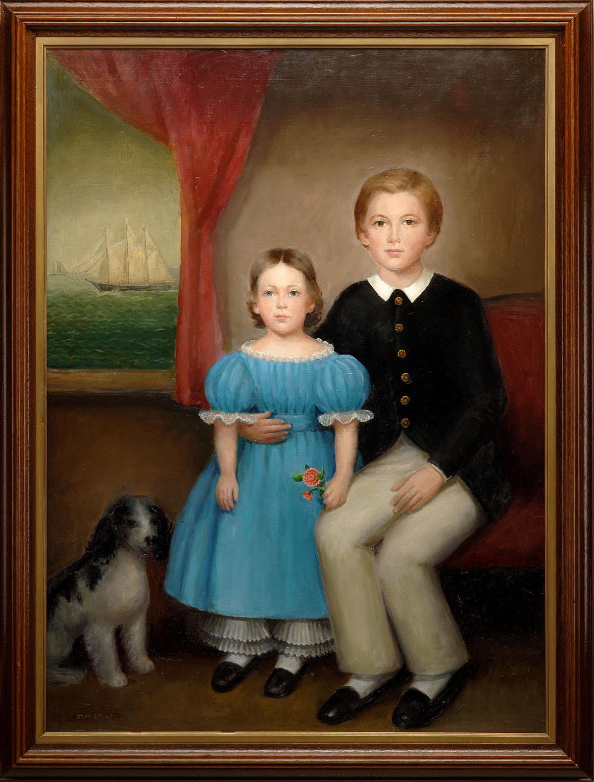 Appraisal: AMERICAN PRIMITIVE PORTRAIT OF A SEA CAPTAIN'S SON AND DAUGHTER