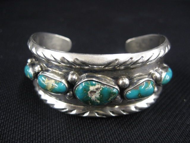 Appraisal: Indian Turquoise Sterling Bracelet wide