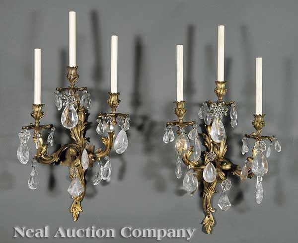 Appraisal: A Pair of Antique Louis XV-Style Gilt Bronze and Rock