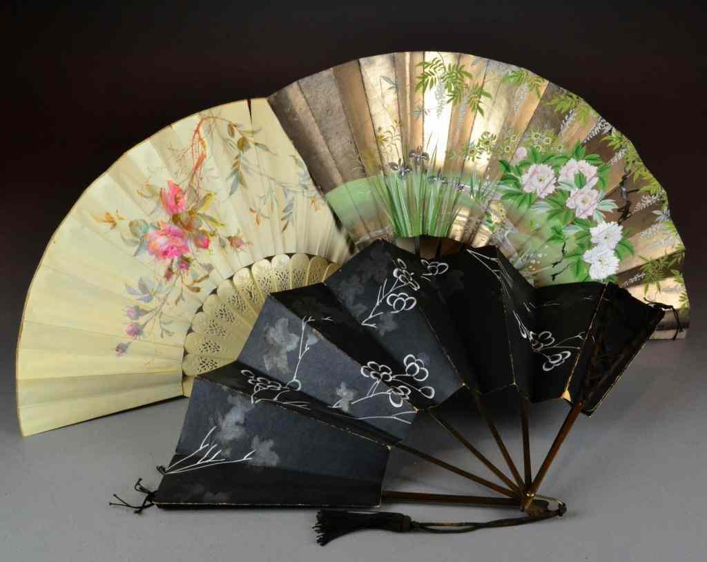 Appraisal: Chinese Republic Period Fan PaintingsDepicting lotus blossoms and tendrils one