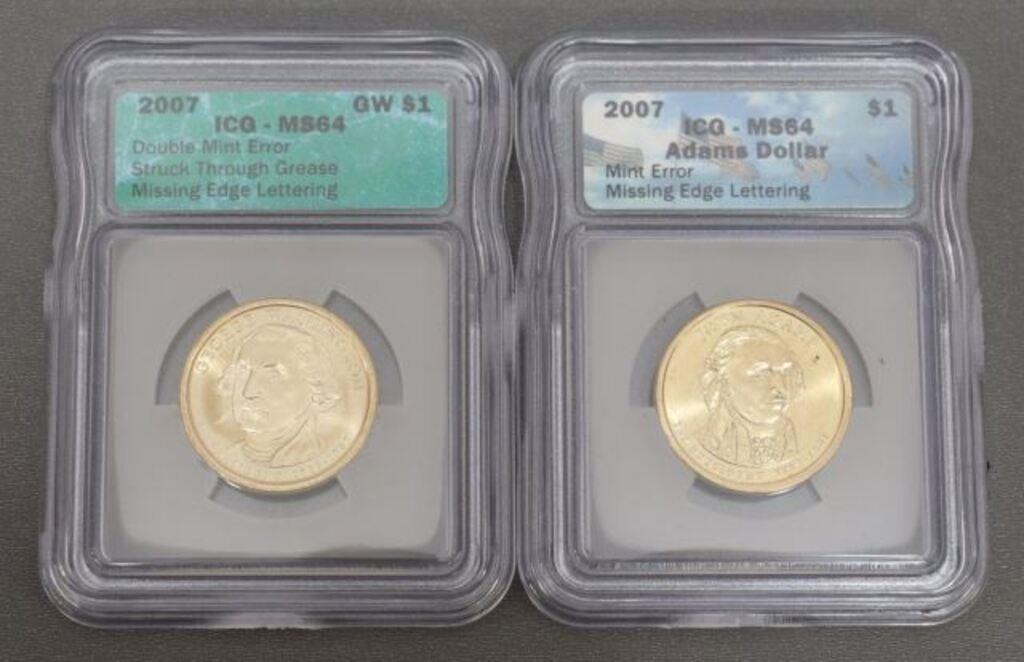 Appraisal: lot of U S Error Presidential coins both ICG graded