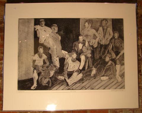 Appraisal: BERNARD GREENWALD VARSITY CREW Print x in sight Framed lower