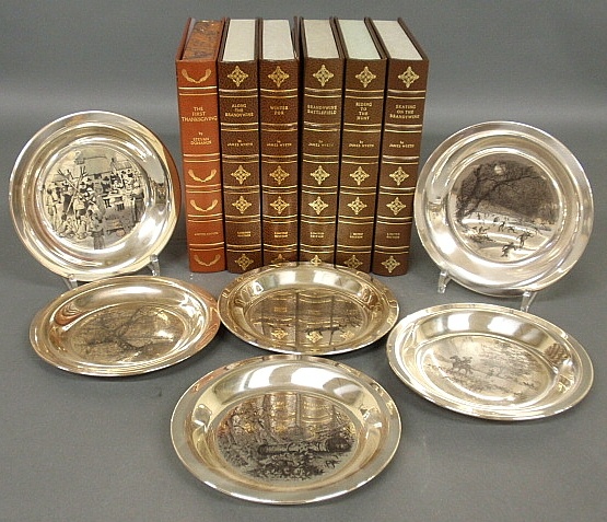 Appraisal: - Five sterling silver historical plates by Jamie Wyeth dia