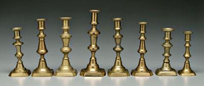 Appraisal: Eight brass candlesticks all British th century in to -