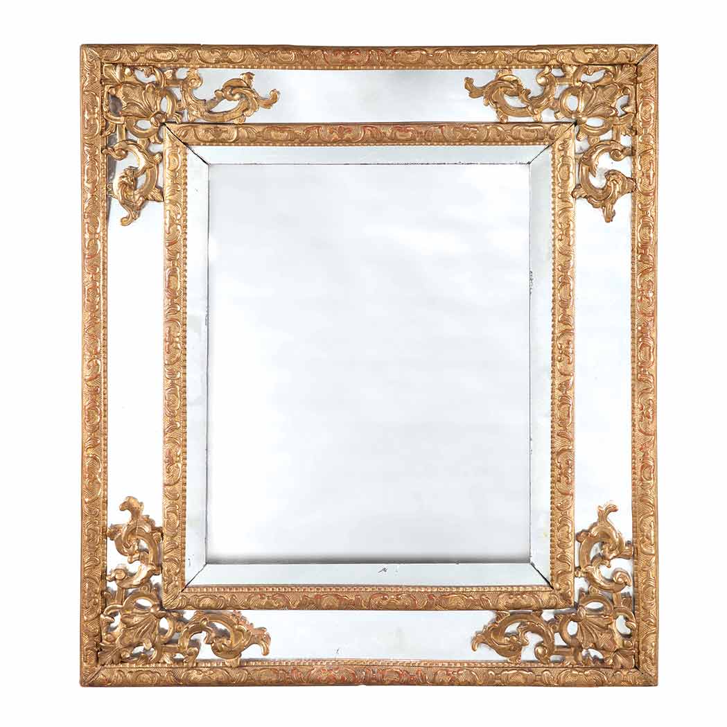 Appraisal: Regence Gilt-Wood Mirror The rectangular mirror plate with a mirrored