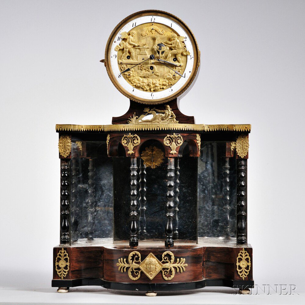 Appraisal: Austrian Ormolu-mounted Grand Sonnerie Automaton Mantel Clock c rosewood veneered