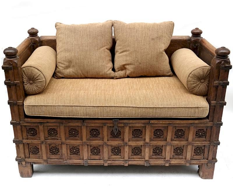 Appraisal: Hand Carved Balinese Daybed Hand carved Balinese daybed with storage