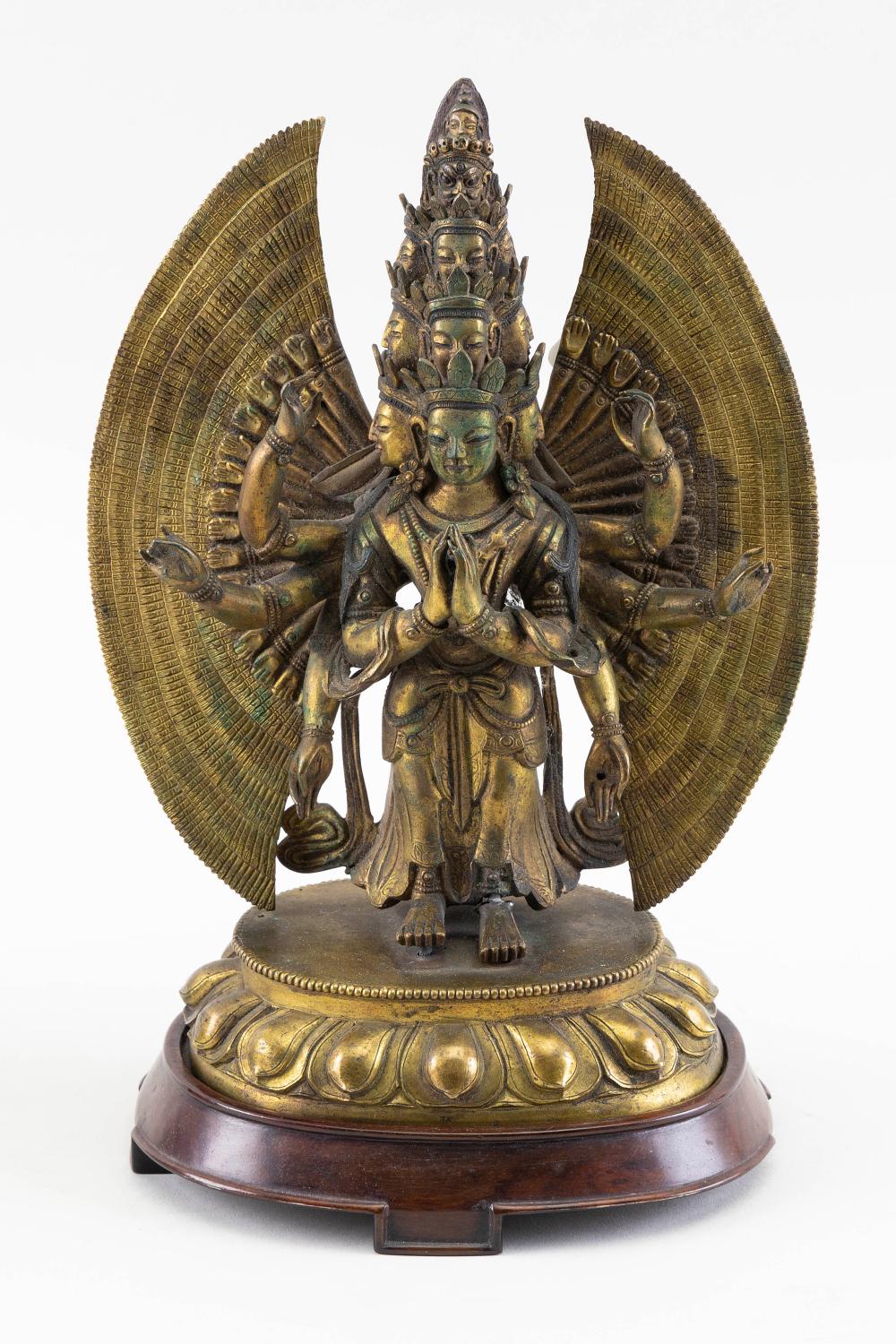 Appraisal: TIBETAN BRONZE THOUSAND-ARMED AVOLOKITESHVARA TH CENTURY HEIGHT TIBETAN BRONZE THOUSAND-ARMED