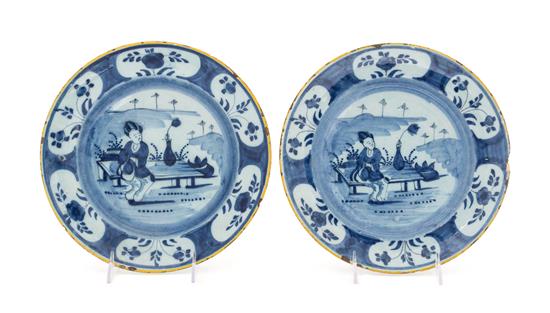 Appraisal: Sale Lot A Pair of Delft Plates Diameter inches rim