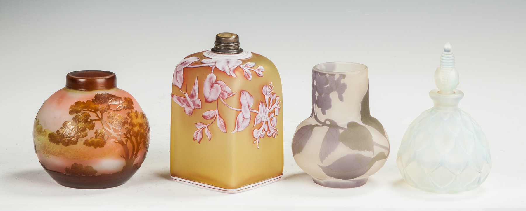 Appraisal: Thomas Webb Cologne Bottle with Flower Butterfly Early th cent