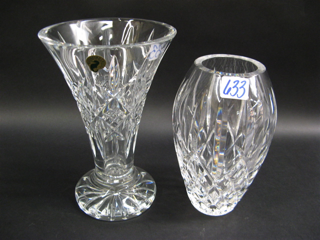 Appraisal: TWO WATERFORD CUT CRYSTAL VASES the trumpet form vase with