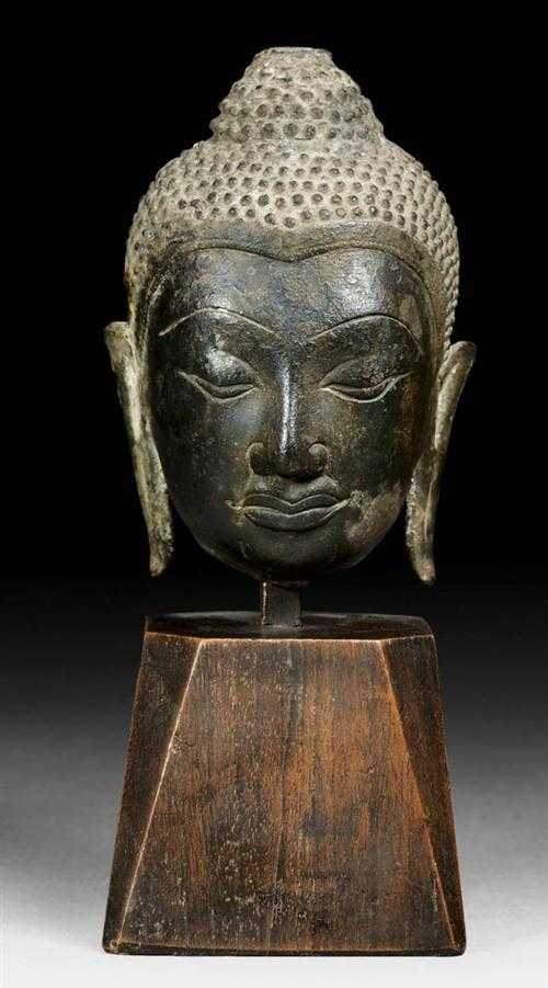 Appraisal: SMALL HEAD OF BUDDHA Thailand Ayutthaya th century H cm