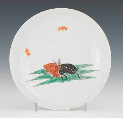 Appraisal: A Chinese Porcelain Plate With Bat and Deer Decoration Thinly