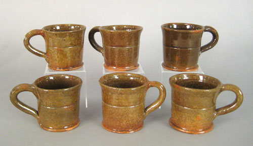 Appraisal: Set of six Thomas Stahl redware mugs dated h