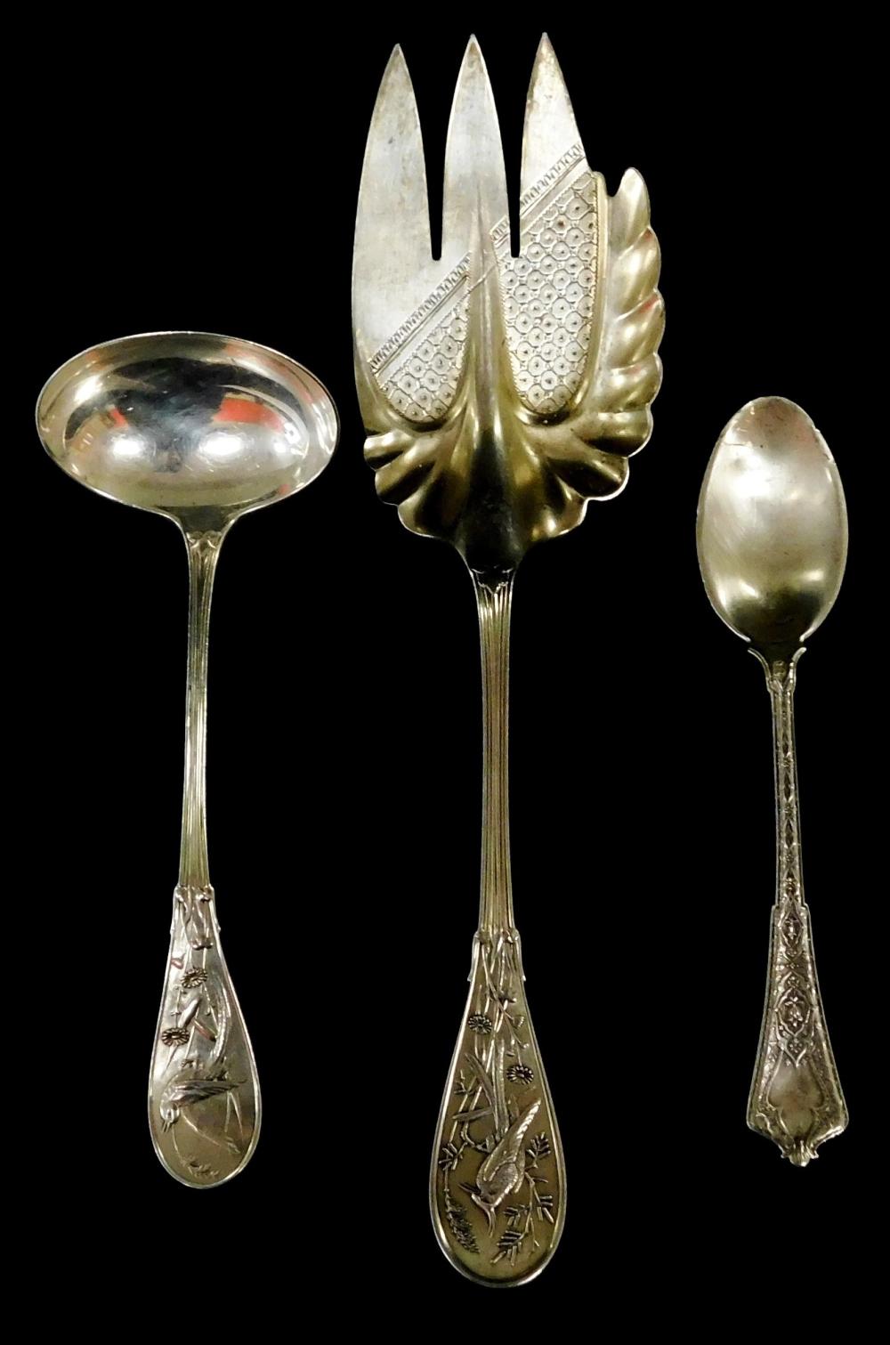 Appraisal: STERLING Three pieces of Tiffany Co flatware including two audubon