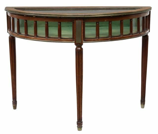 Appraisal: French Louis XVI style demilune vitrine table early th c