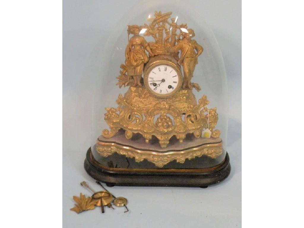 Appraisal: A late thC French gilt metal mantel clock the case