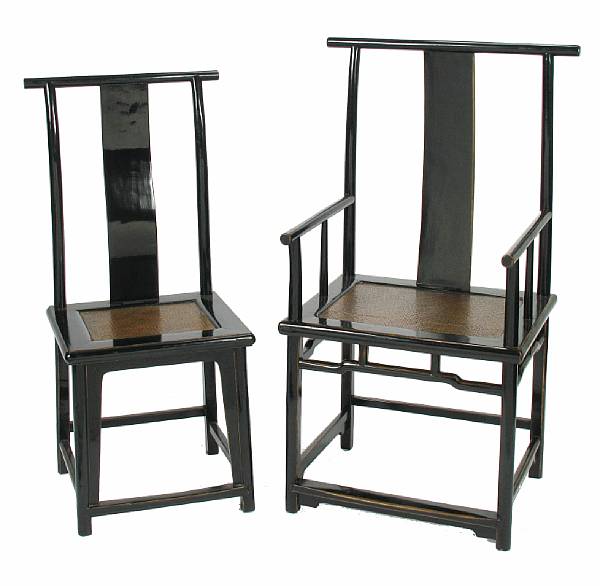 Appraisal: A set of sixteen Chinese ebonized dining chairs height in