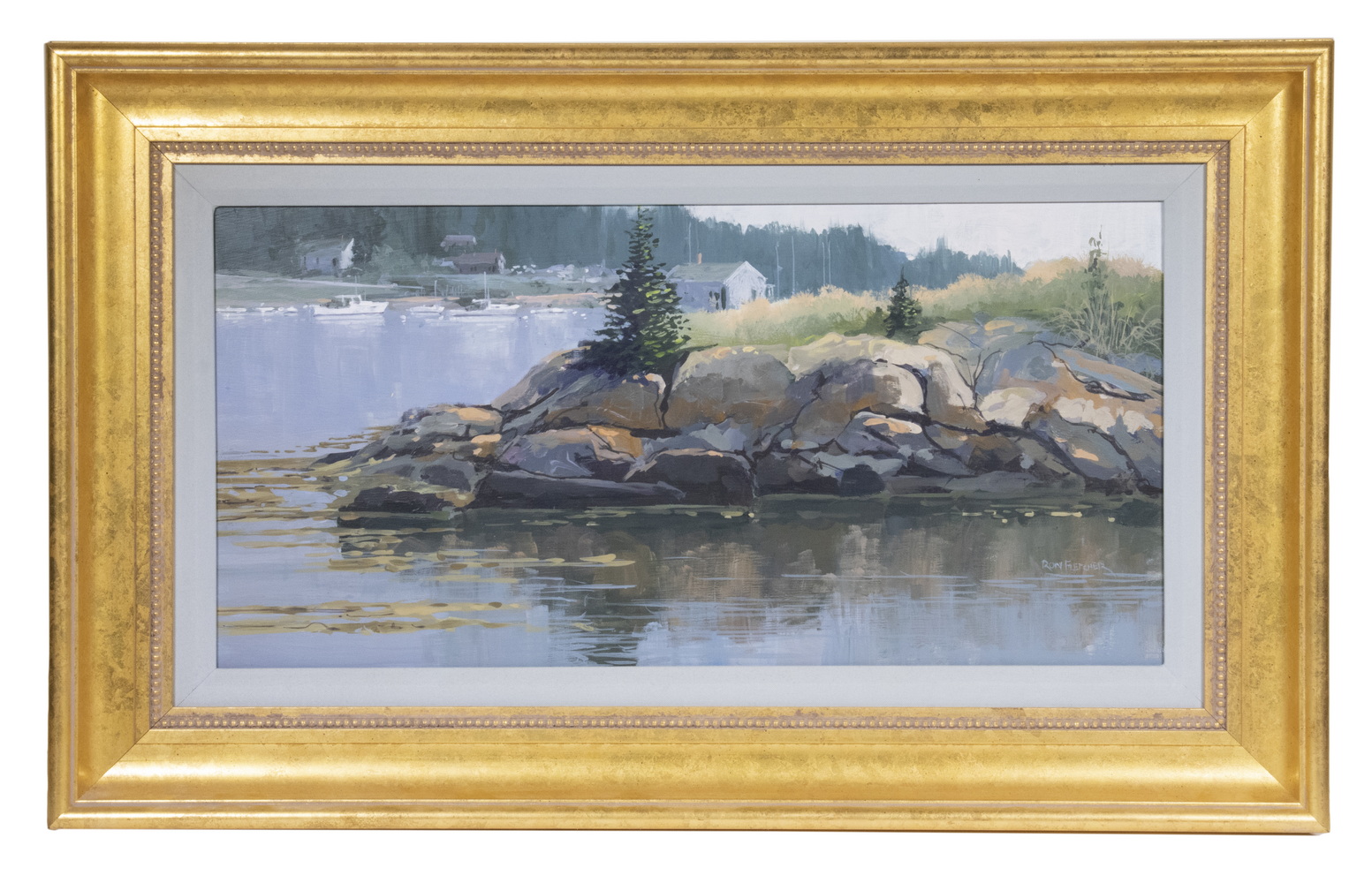 Appraisal: RON FLETCHER ME - Maine Cove oil on hardboard signed