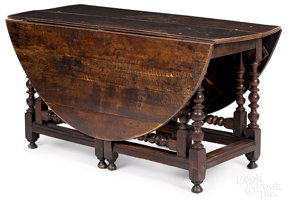 Appraisal: Large George I oak gateleg table Exclusive on Bidsquare Large