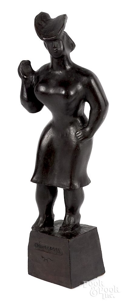 Appraisal: Chaim Gross bronze of a standing woman Chaim Gross American