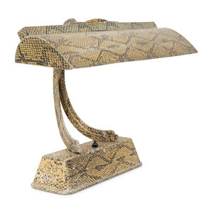 Appraisal: A Claude Lumiere Faux Snakeskin Desk Lamp TH CENTURY Height