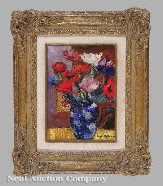 Appraisal: Ren Charles Bollanger French - Vase d'Anemones oil on canvas