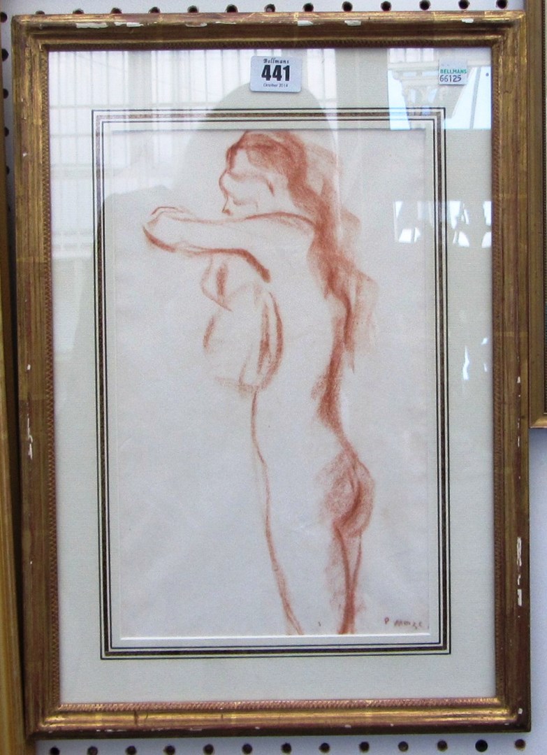 Appraisal: Paul Maze - Female nude sanguine chalk signed cm x