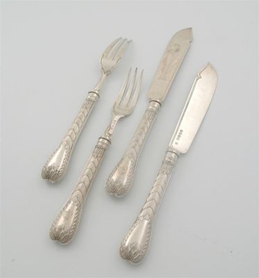 Appraisal: A set of eight pairs of Victorian fish knives and