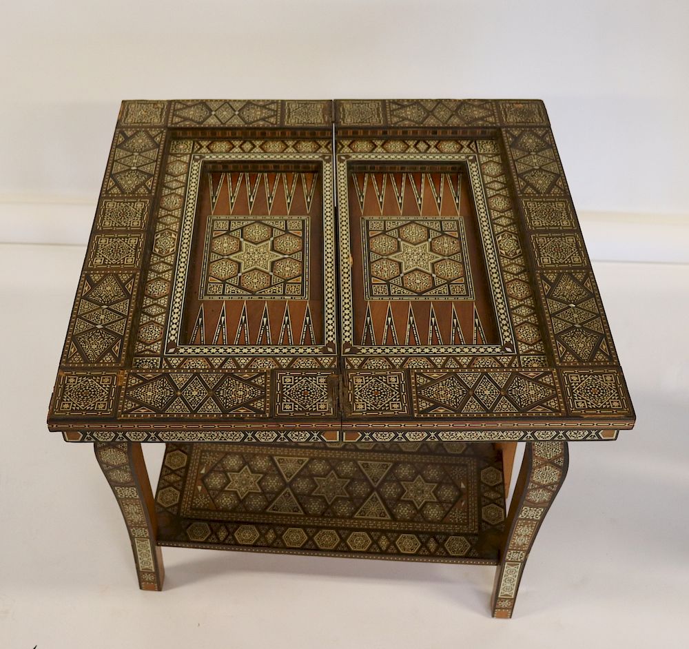 Appraisal: Antique And Finely Inlaid Moroccan Game Table From a Long