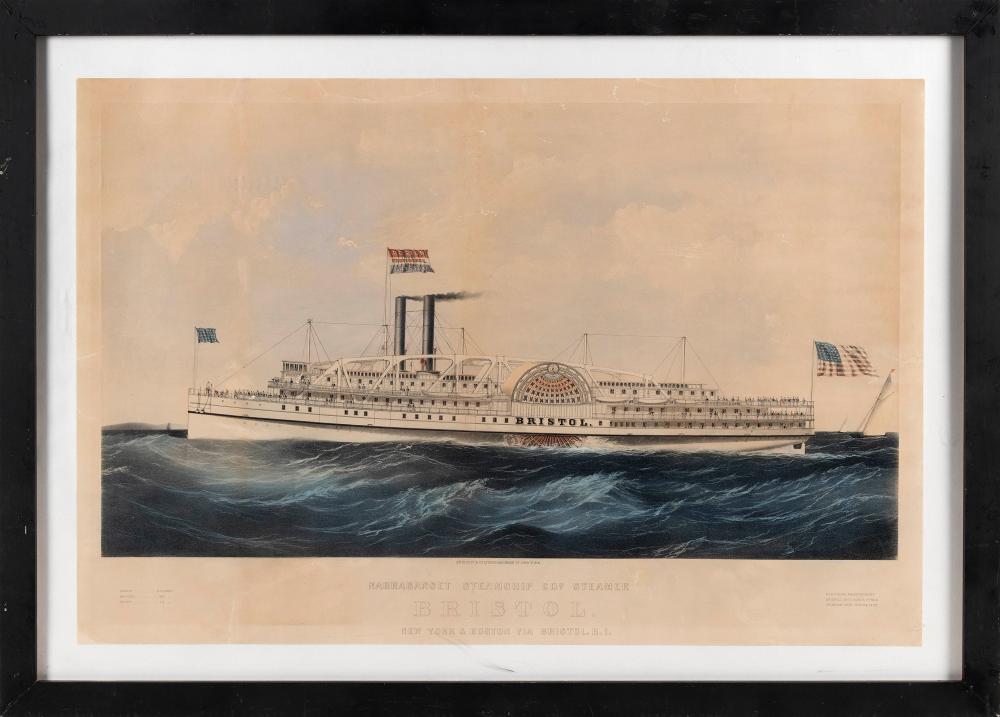 Appraisal: ENDICOTT CO HAND-COLORED LITHOGRAPH NARRAGANSETT STEAMSHIP CO'S STEAMER BRISTOL SHEET