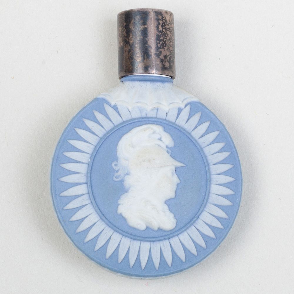 Appraisal: Wedgwood Blue and White Jasperware Circular Scent Bottle Stopper and