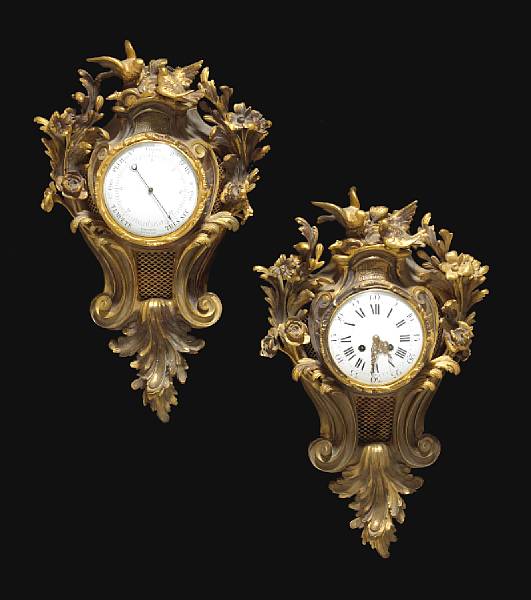 Appraisal: A matching Louis XV style gilt bronze cartel clock and