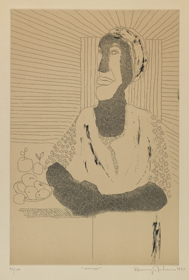 Appraisal: BENNY ANDREWS - Woman Etching and aquatint x mm x