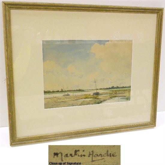 Appraisal: Martin Hardie English - watercolor on paper marsh with boats