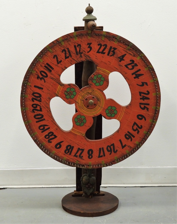 Appraisal: C AMERICAN FOLK ART GAME WHEEL United States th CenturyLarge