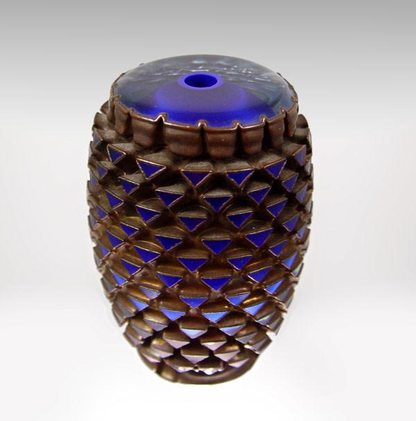 Appraisal: GLANCY Michael American - ''Beans Lapis Heater'' Important Blue Glass